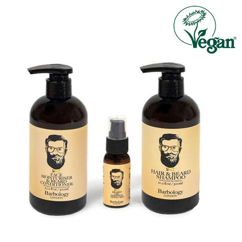 Barbology London Hair & Beard Shampoo, Conditioner & Oil 3Pcs Set